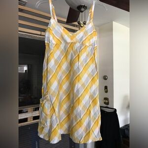 ROXY  SIZE S Yellow & White Plaid Sleeveless Sundress